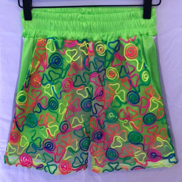 Neon mesh shorts with a holographic back - Picture 1 of 4